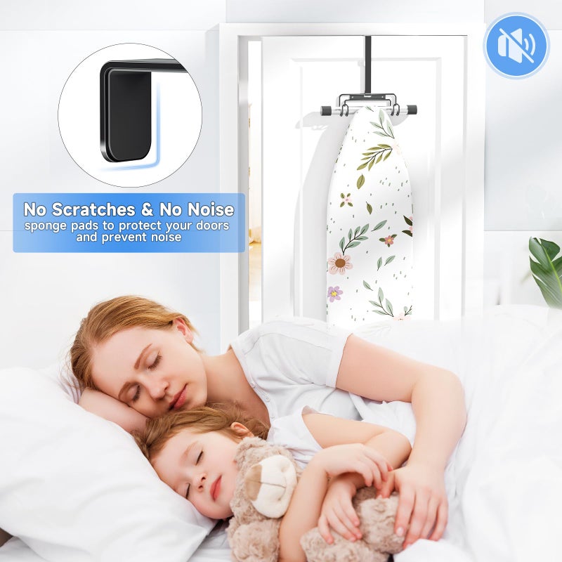 XILIMEN Over The Door & Wall Mount Ironing Board Hanger with Removable Hook, Metal Ironing Board Holder Organizer Wall Rack for Y & T Shaped (Black) - Image 5